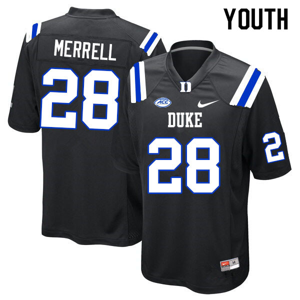 Youth #28 Dylan Merrell Duke Blue Devils College Football Jerseys Sale-Black - Click Image to Close